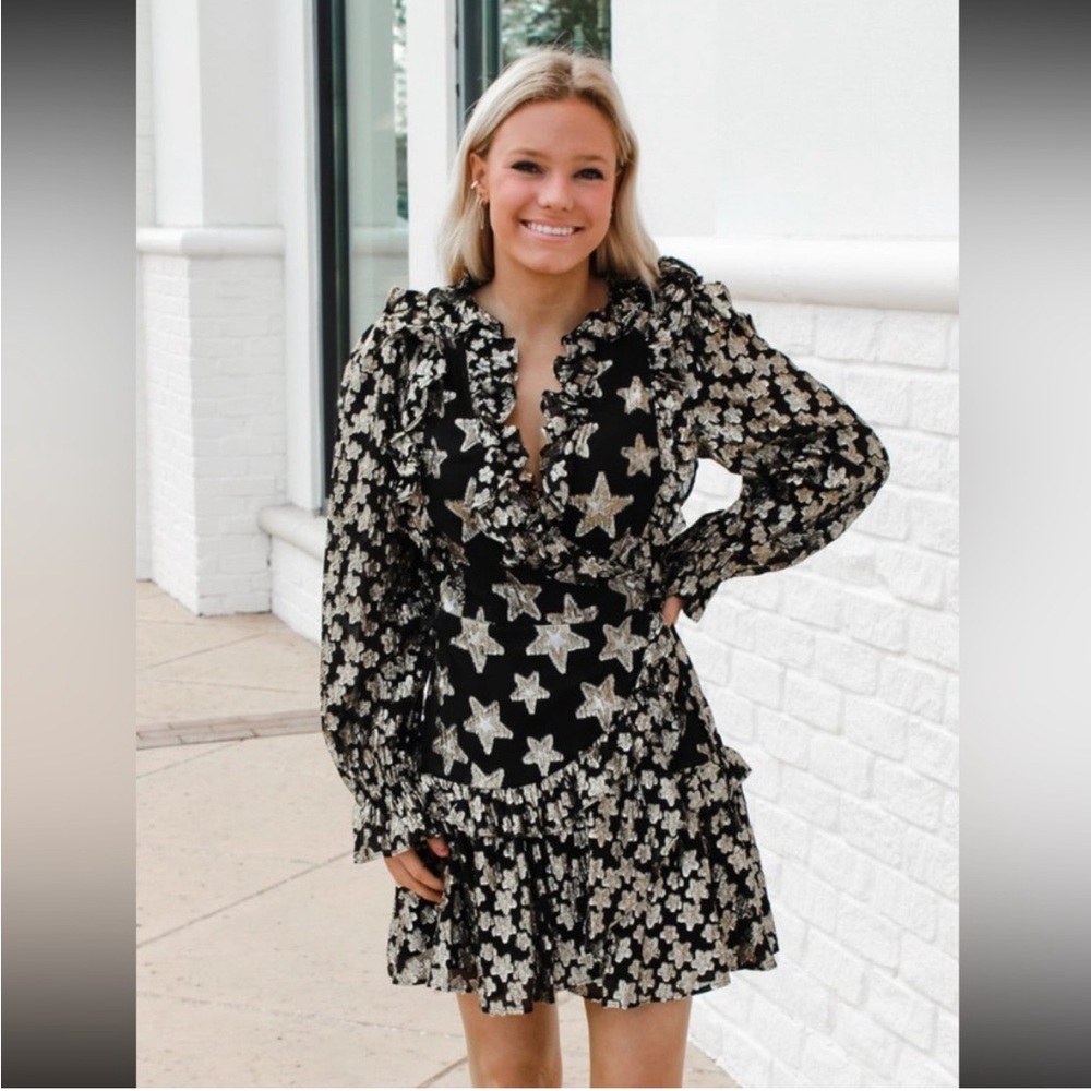 LoveShackFancy Findlay Stars Wrap Dress - Size 10. New with tags.